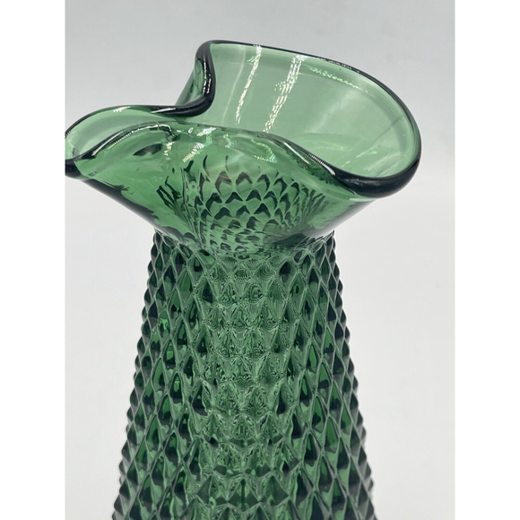 Vintage Verde Green Cottage Mid Century Glass Vase Cottage Core - Picture 3 of 8
